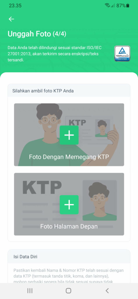 Upload KTP Selfie Adapundi 9.1