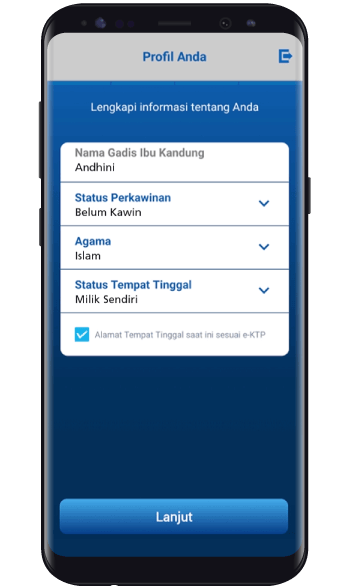 Lengkapi informasi pribadi.